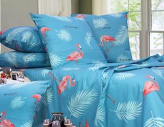 Комплект постельного белья бязь двуспальный Фламинго на голубом, Голубой, Двуспальный, 2х70х70