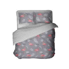 Комплект постельного белья бязь двуспальный Фламинго на сером, Серый, Двуспальный, 2х70х70
