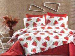 Комплект постельного белья двуспальный ранфорс Арбузик, Красный, Двуспальный, 2х70х70