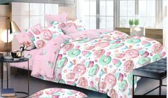 Комплект постельного белья двуспальный поплин Пирожные, Розовый, Двуспальный, 2х70х70