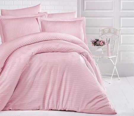 Комплект постельного белья сатин страйп европейский розовый, Европейский, 2х70х70