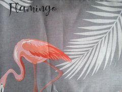 Простынь полуторная Фламинго на сером, Серый, 150х215